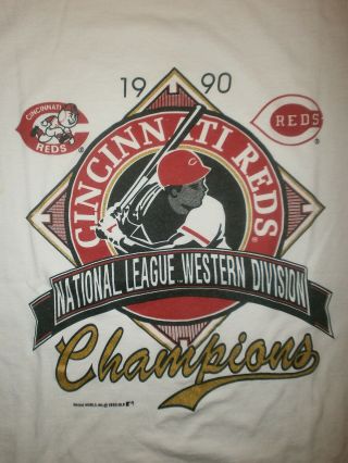 Vtg 80s 90s Cincinnati Reds T Shirt Playoffs Division Champs 1990 Baseball Xl