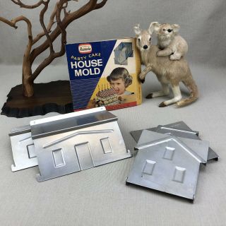 Alumode Vintage 1957 Party Cake House Mold With Instructions Aluminum Specialty
