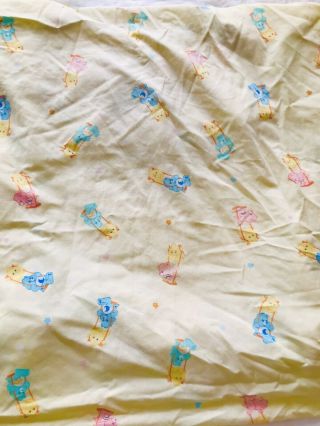 Vintage Care Bears Fitted Crib Sheet - Yellow -