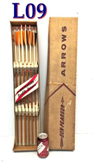 11 Vintage Ben Pearson Cedar Shaft Target Arrows W/box Hunting Archery Wooden
