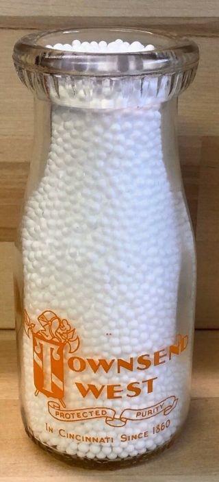 Vintage Milk Bottle Townsend West Dairy Cincinnati Ohio 1930s Embossed Half Pint