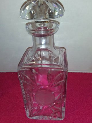 Vintage Crystal Glass Wine Liquor Decanter Bottle With Stopper Etched Pattern