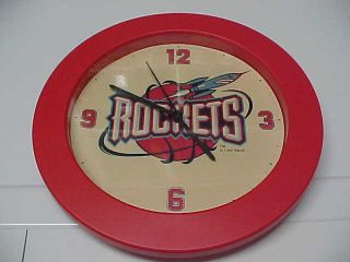 Houston Rockets 11 " Vintage 1995 Red Round Wall Clock Sportstime Bulova Sk510