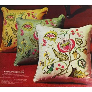 JACOBEAN BLOOM Vintage Crewel Embroidery Kit Pillow Kit Ecru Linen Paragon 2