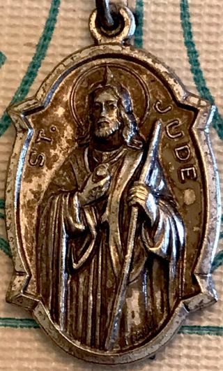 Vintage Catholic St Jude Holy Dormition Monastery Relic Medal On Linen Card