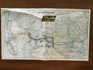 Vintage 1980s Map,  Denver & Rio Grande Western Railroad System