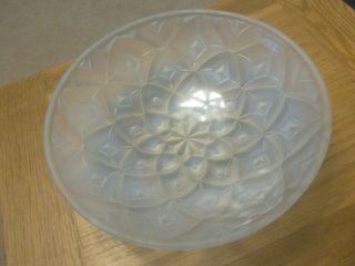 Vintage French Art Deco Hunebelle Opalescent Glass Geometric Dahlia Bowl