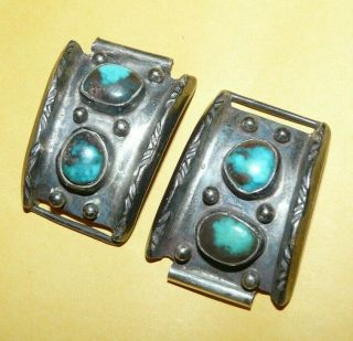 Vintage Old Pawn Native American Navajo Sterling Silver W/ Turquoise Watch Tips