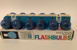 Vintage Box Sylvania Blue Dot Press 25b Flashbulbs 12 Bulbs Polaroid Camera Nos