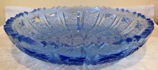 Vintage Bohemian Hand Cut Blue Crystal Bowl
