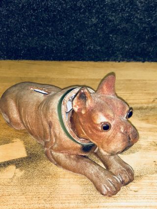 Vintage 1960’s Boxer Dog Nodder Paper Mache Bobblehead Bobber Dog Bank”dabs”nice