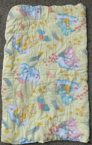 Vintage 80’s Care Bears Baby Blanket Quilt Nursery Crib Retro Sleeping Bag