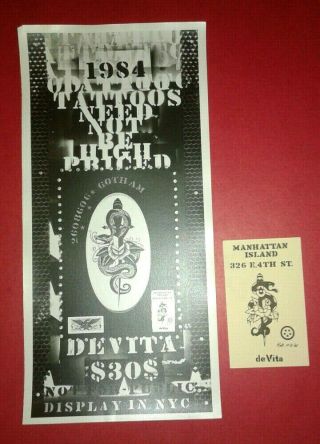 Vintage Thom Devita Tattoo Photo Black & White Art 1980s 84 Cream Card Flash