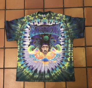 Vintage Jimi Hendrix 1997 Tye Dye T Shirt Size Large