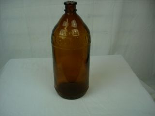 Vintage Fleecy White 1 Quart Amber Bottle The John Puhl Co.  Chicago Ball Jar