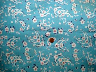 Floral On Blue Intact Vtg Feedsack Quilt Sewing Dollclothes Craft Cotton Fabric