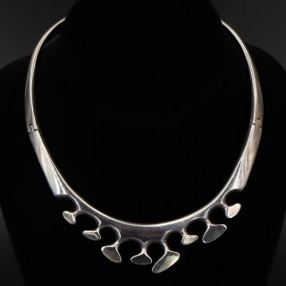 Vtg Sterling Silver Mexico Taxco Modern Bubble 14.  5 " Collar Choker Necklace 98g