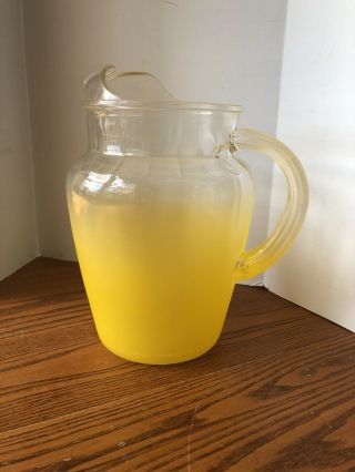 Vintage Anchor Hocking West Virginia 2 Qt Glass Pitcher Yellow Fade