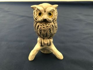 Vintage Goebel W Germany Gray Grey Owl Bird Figurine On Stump