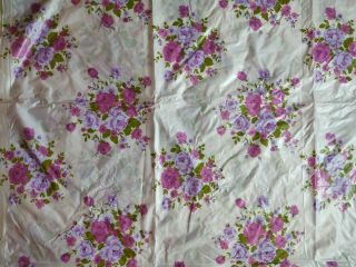 Vintage 80 ' Purple Floral Shower Curtain Retro Bath Girly Glam Style 72x70 3