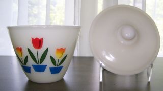 Vintage Fire King Tulip Bowl Grease Jar With Lid