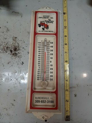 Vintage Allis Chalmers Metal Thermometer Syfert Implement Blandinsville Illinois