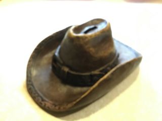 Vintage Cowboy Hat Bank & Simulated Wood/ceramic/poly Resin - C Pics