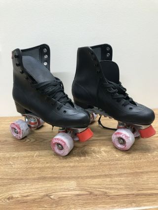 Vintage Mens Chicago Roller Skates Size 6 Black Chicago Wheels