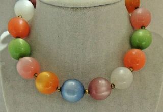 Vintage Moonglo Thermoset Lucite Multi Color 3/4 " Sphere Beads 15 1/2 "
