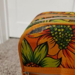 Vintage Bantam Travelware Suitcase Set 60s 70 ' s Floral Pattern Orange Mod 2