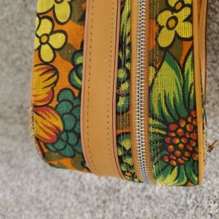 Vintage Bantam Travelware Suitcase Set 60s 70 ' s Floral Pattern Orange Mod 3