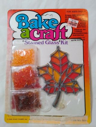 Vtg.  Bake A Craft Stained Glass Kit Leaf Fall 1995 Item No.  5011 Ages 8,