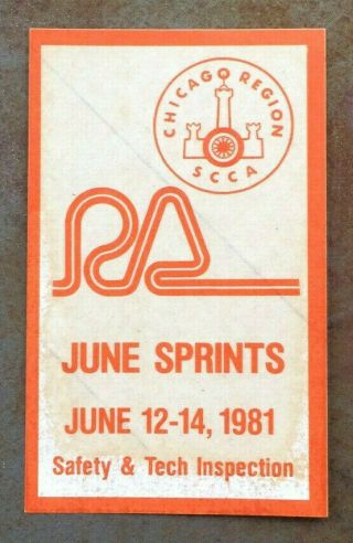 Vintage Chicago Scca Road America June Sprints 1981 Safety Tech Sticker