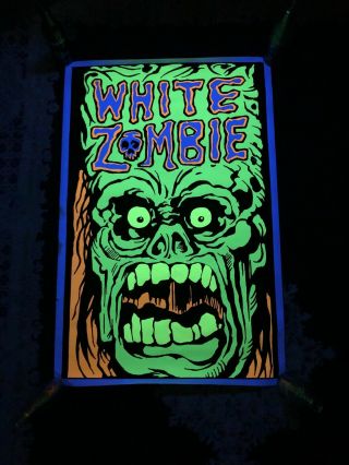Vintage 1993 White Zombie Green Monster Blacklight Poster 23 X35 "