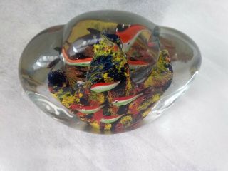 Vintage Murano Glass Double Sided Fish Aquarium Sculpture Paper Weight - No Chips