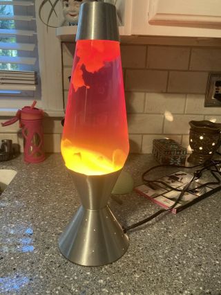 Vintage 17 - inch 1970 ' s Red - Orange Lava Lamp with Gold Star Lite Base 2