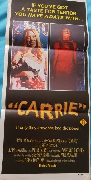 Carrie Vintage Australian Daybill Movie Poster 1977 Horror