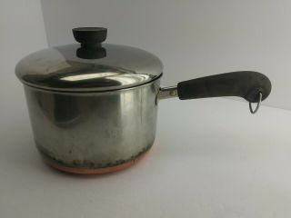 Vintage 1801 Revere Ware Stainless 3 Qt.  Sauce Pan Copper Bottom Lid U S A (5c2)