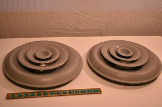 2 Vintage Mid Century Atomic Round Steel Air Vent Diffuser Covers