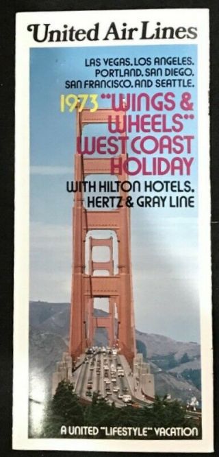 1973 United Airlines Wings & Wheels West Coast Holiday Brochure
