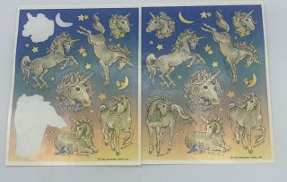 Vintage 1982 Hallmark Cards Unicorns Moon And Stars Sticker Sheet