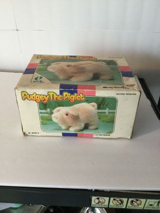 Vintage 1986 Pudgey The Piglet Pig W/ Box Iwaya Corporation
