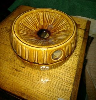 Rare Vintage Cuspidor Spittoon Stoneware Pottery Brown Glaze Snuff Tobacco Crock