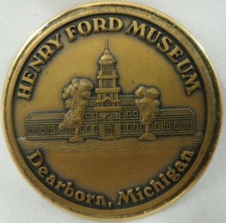 Vintage Henry Ford Museum Dearborn Michigan Brass Token Refrigerator Magnet Htf