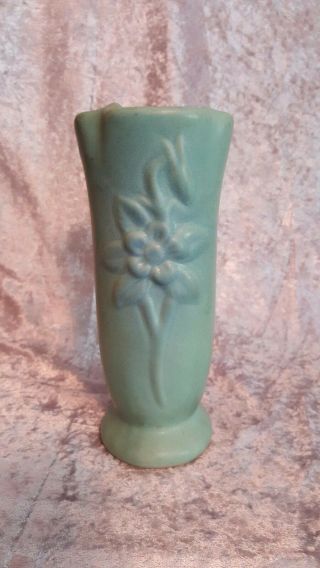 Vintage Van Briggle Pottery Ming Blue Columbine Flower Vase Signed Mb