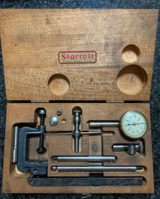 Vintage The L.  S.  Starrett 196 Dial Test Indicator Set Wooden Case