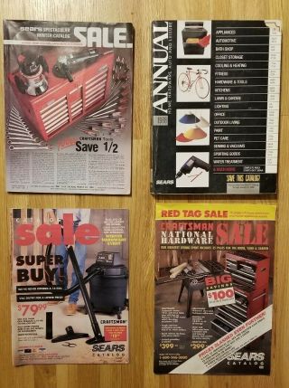 4 Vintage Sears Catalogs - 1984 1988 1993 - Craftsman Tools And More
