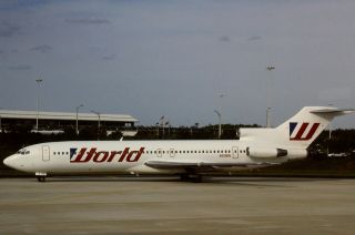 35mm Colour Slide Of World Airways Boeing 727 - 291 N408bn