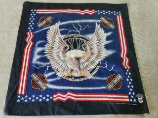 Vintage Harley Davidson Bandana Eagle Usa Flag Lightning Rn 16463 1990s