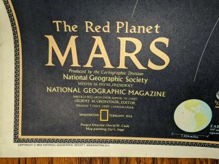 Vintage 1973 National Geographic Map - The Red Planet Mars 22 